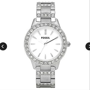 FOSSIL Jesse Crystal Quartz Bracelet Watch 34mm Stainless Steel Women's
